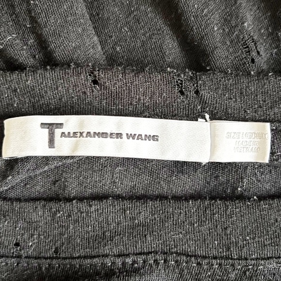 T By Alexander Wang Black Distressed Short Sleeve T Shirt - Picture 3 of 3